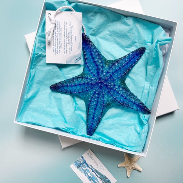 Fused Glass Starfish - Royal Blue -Turquoise