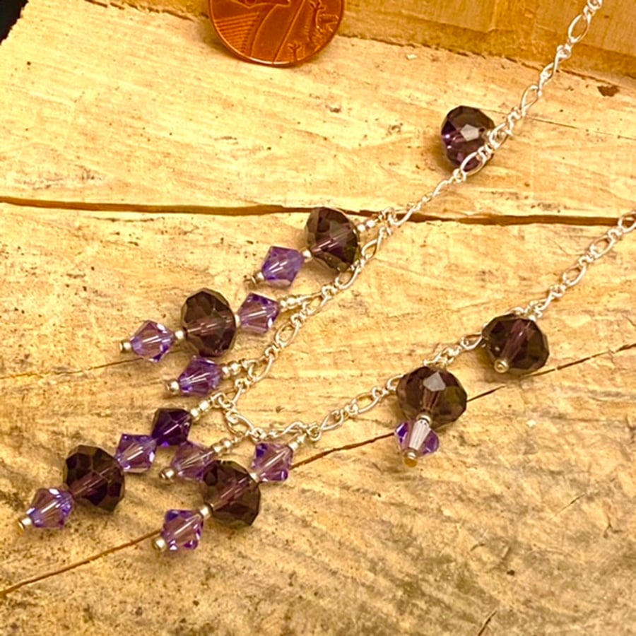 Seconds Sunday Purple Swarovski® elements crystal Pendant, purple necklace