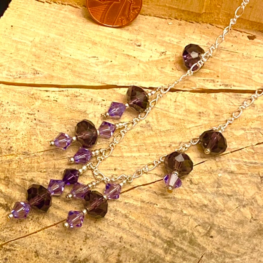 Purple swarovski cheap crystal necklace