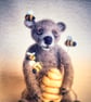 Needle felted bear, Bear with beehive, Bumble bees, OOAK ornament, Handmade - Image 5