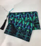 Turquoise patterned zip clutch bag wrist strap silky tassel & charm 2 options - Image 6