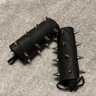 Black Leather Wheelchair Handle Deterrent (WHDs) - with Chrome coloured Spikes