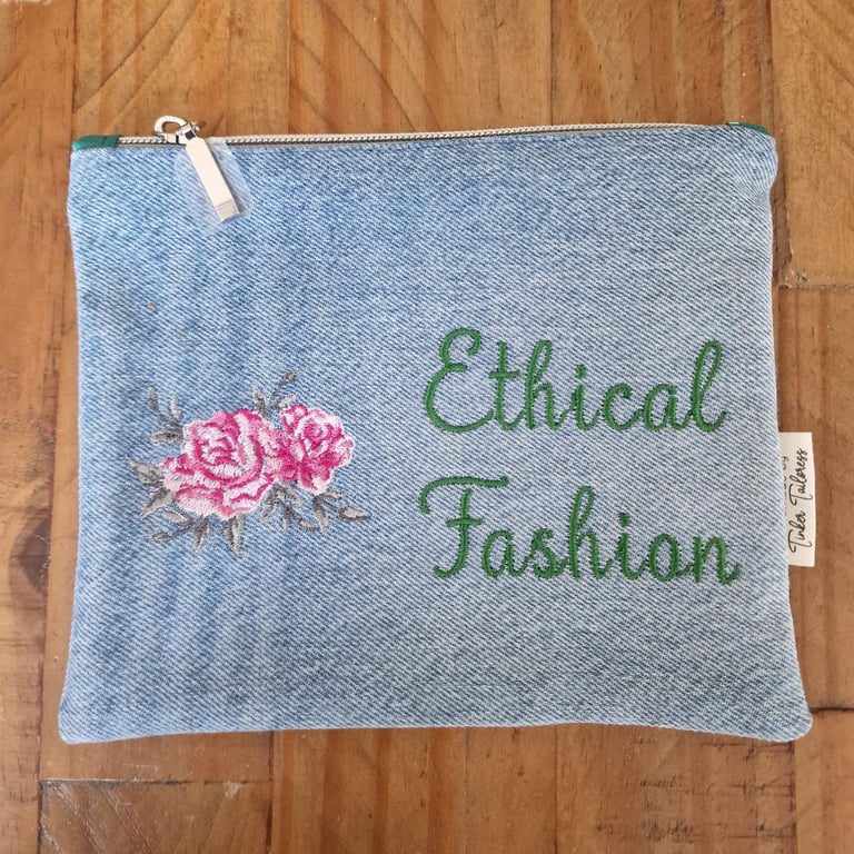 Handmade Upcycled Denim Purse - Pink Heart & Ethical Fashion