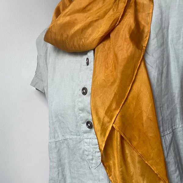 Hand Dyed Pure Silk Scarf In Copper Gold
