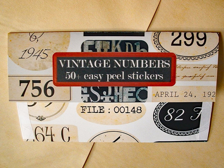 Vintage Numbers 50 easy peel Stickers