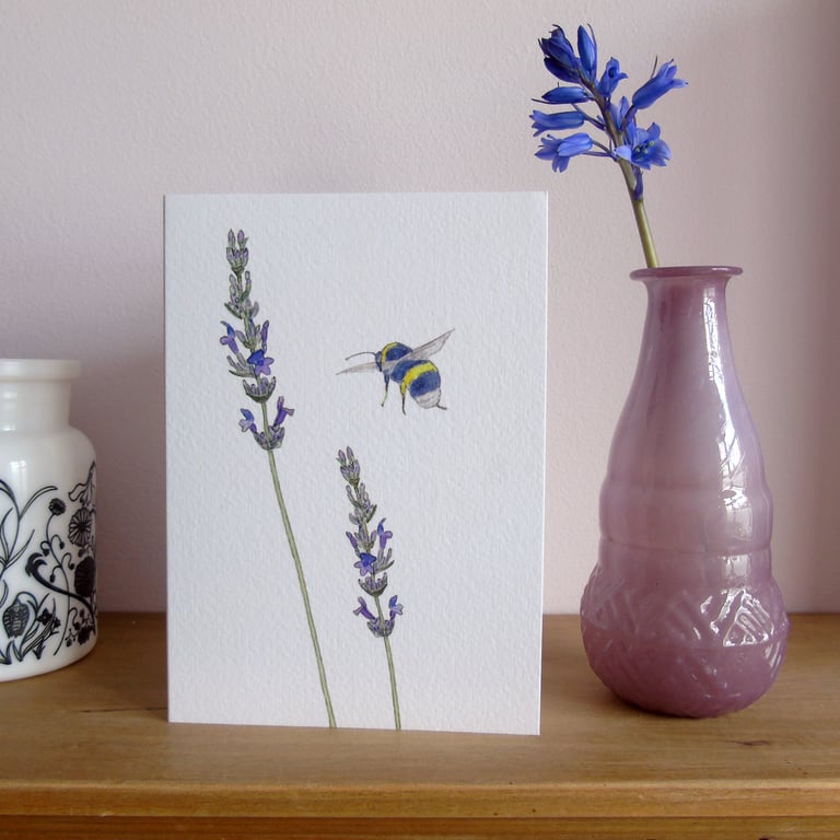 Lavender and Bee Greetings card 