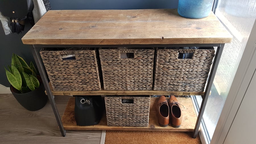 Steel & Scaffold Board Industrial Look Cube Basket Hallway Playroom Storage