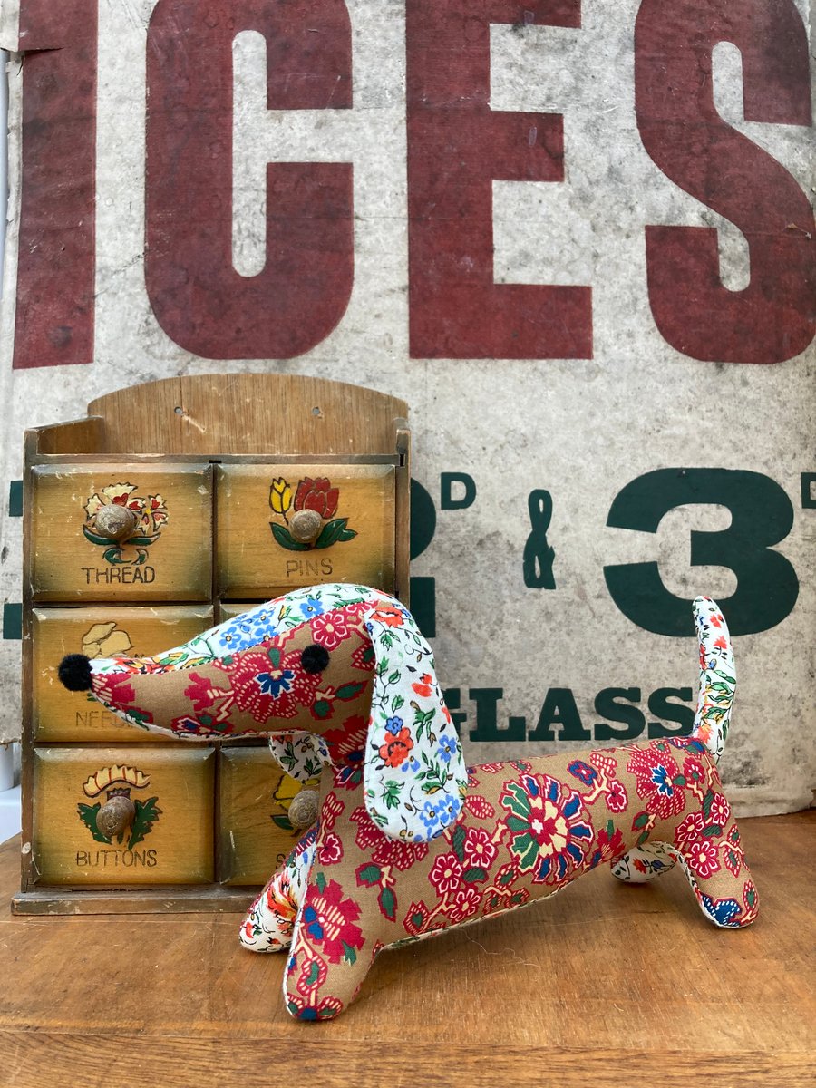 Snossage the Vintage Fabric Sausage Dog