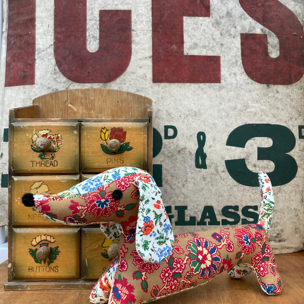 Snossage the Vintage Fabric Sausage Dog