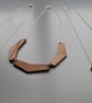 Wooden Semi Circle Contemporary  Necklace with Silver Leaf - Image 4