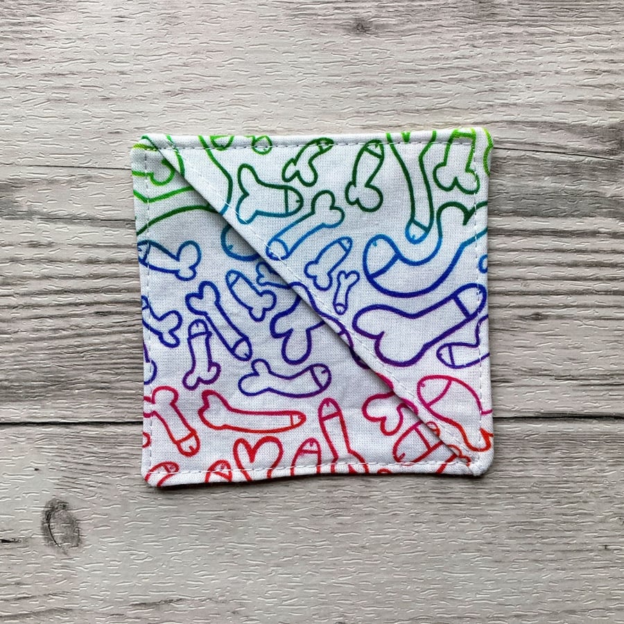 Fun willy print themed cotton fabric corner bookmark. Book lovers gift.