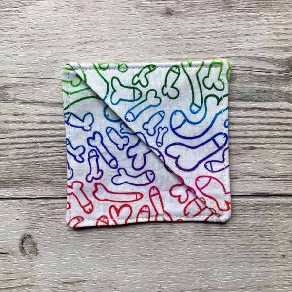 Fun willy print themed cotton fabric corner bookmark. Book lovers gift.