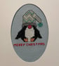 Handmade Cross Stitch Penguin Christmas Card – Merry Christmas - Image 2