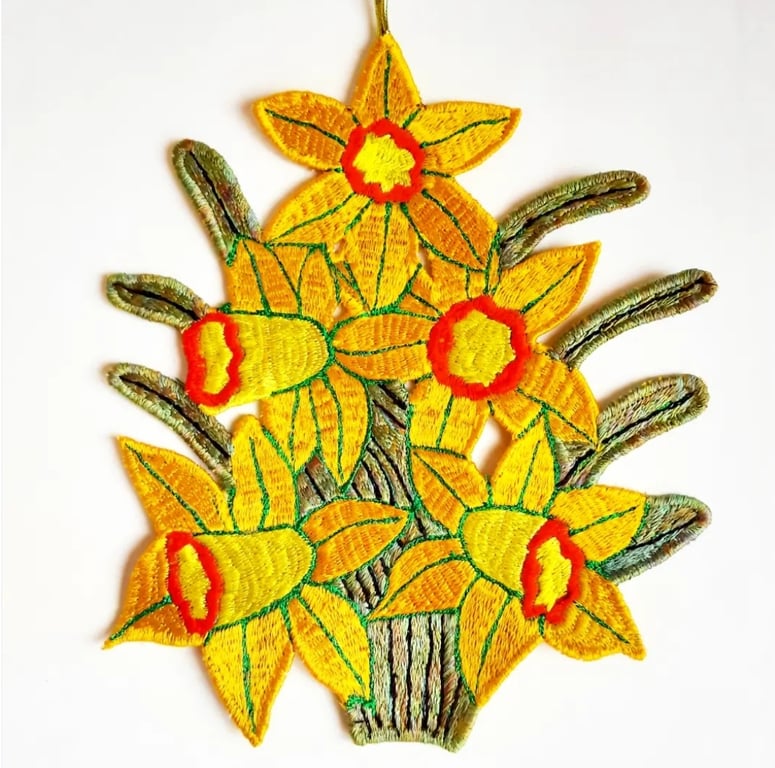 Daffodil Embroidered Hanging Decoration 