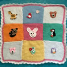 Hand New Crochet Baby girls blanket with applique design 21" x 21"