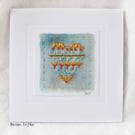 HAND EMBROIDERED GREETING CARD - HEART VALENTINE'S DAY