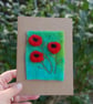 Poppies, Hand Stitched Blank Greetings card,   Needlefelt wool card - Image 2