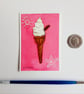 Original ACEO miniature watercolour painting Ice Cream Cone with Flake - Image 3