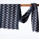 Lush lambswool scarf - Charcoal offset blocks