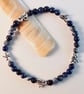 Blue Sodalite Bracelet With Silver Dragonflies - Handmade In Devon - Image 1
