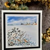 Blank Christmas Card. Snowy Seedheads. Handpainted Watercolour Keepsake Gift