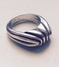 Chunky Silver and oxidised lined ring - Image 1