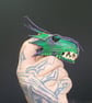 Dragon head finger puppet.  Green and purple  - Image 3