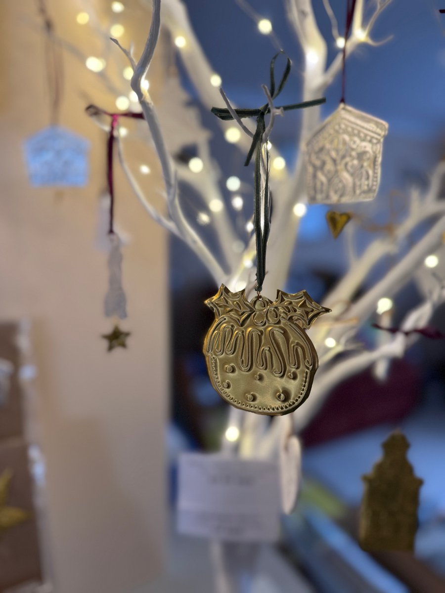 Gold Hand Drawn Christmas Tree Hanging Decoration 
