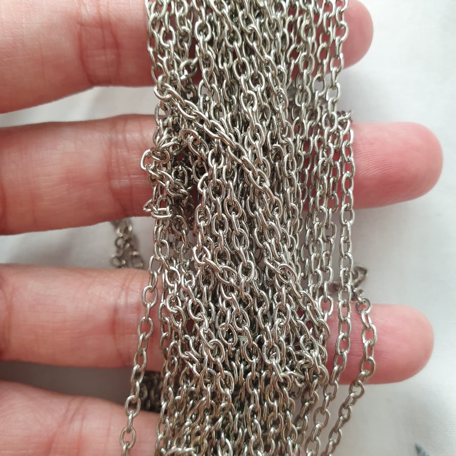 5 m  Silver Colour Oval Cable Links Chain 3mm x 2mm