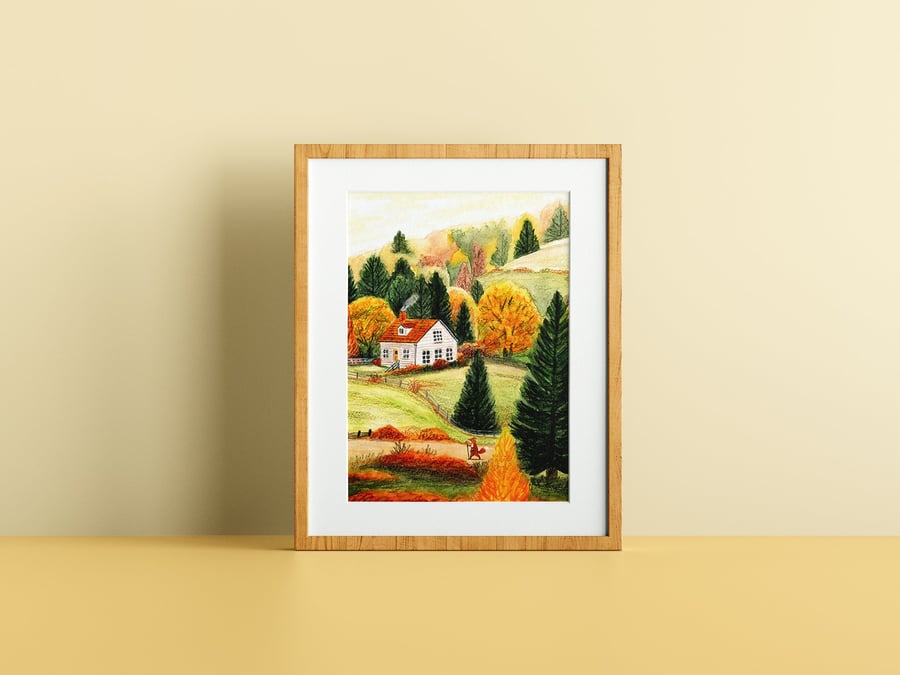 Autumn Fox Art Print - Signed 8 x 10 Print