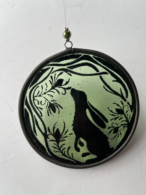 Perfectly Imperfect Stained Glass Hare Roundel