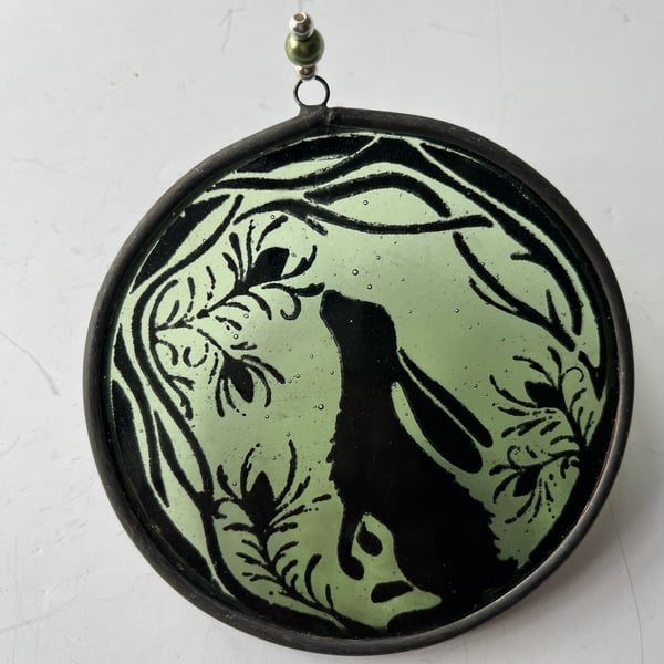Perfectly Imperfect Stained Glass Hare Roundel