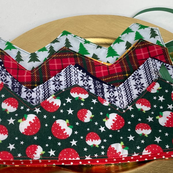 2 or 4 Double sided reusable Christmas or Birthday party crowns with ribbons 
