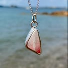 Stunning Pink Sea Pottery and Sterling Silver Pendant - 1340