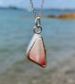 Stunning Pink Sea Pottery and Sterling Silver Pendant - 1340