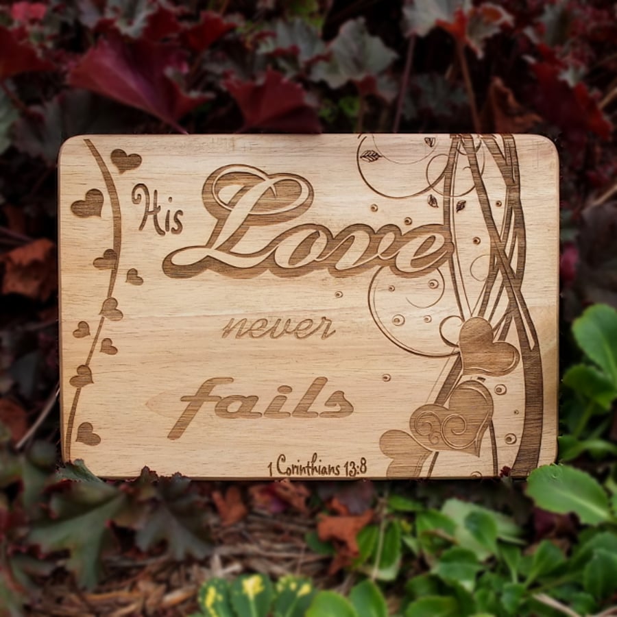 Laser Engraved Wooden Plaque - Love