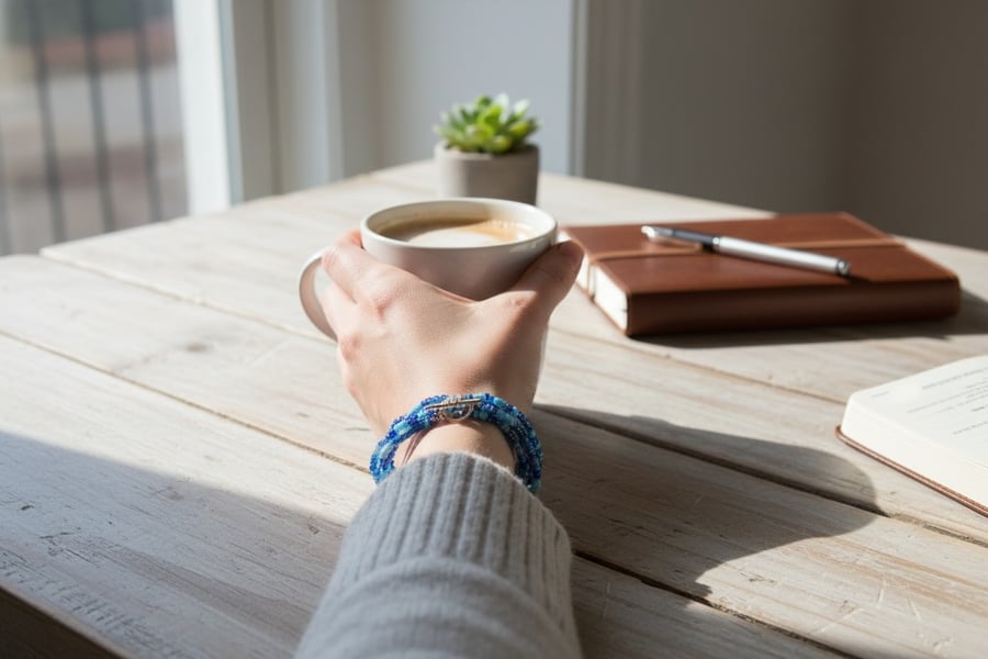 Blue beaded bracelet