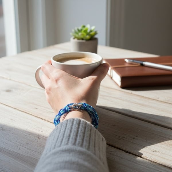 Blue beaded bracelet