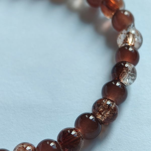 Rich Earthy Brown Glass Bead Bracelet 