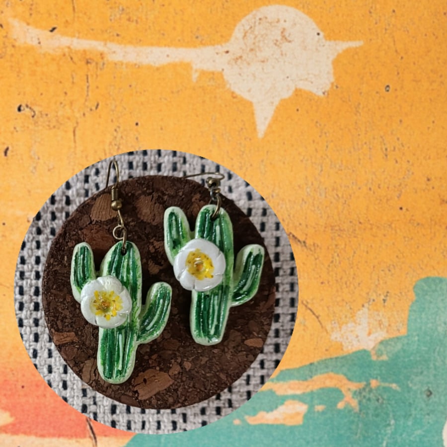 Desert cactus earrings 