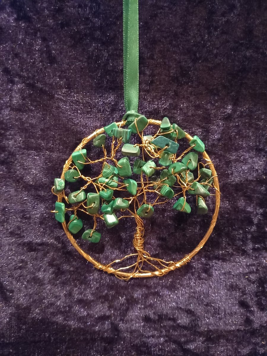 Malachite crystal tree of life bangle hanger 