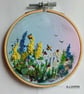 , SUMMER VIEW, handmade, original, embroidered floral picture 