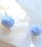 Pale Blue 3D Ball Of Roses Bouquet And Freshwater Pearl Sterling Silver Earrings - Image 5