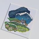 Stormy Clouds Cottage - Miniature collage. Mounted