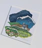 Stormy Clouds Cottage - Miniature collage. Mounted