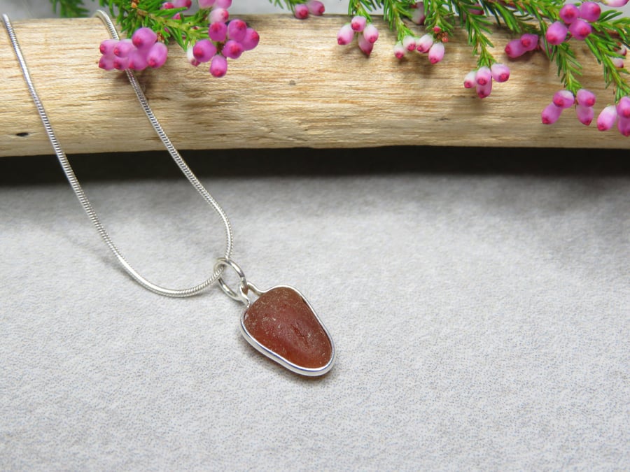Dainty Brown Seaham Sea Glass Necklace