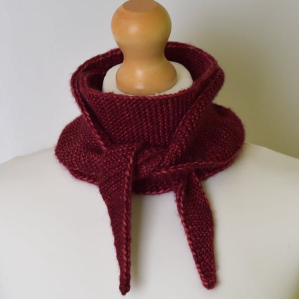 Handmade Silk Merino Bordeaux Scarf - Lightweight Knit Neck Wrap