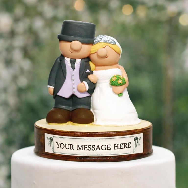 Wedding Cake Topper - Personalised Bride and Groom Cake Decor Custom Gift 