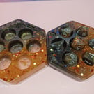 Black and Glow In The Dark Orange Dice Set