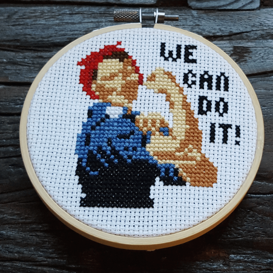 We Can Do It! Cross Stitch Kit on Folksy